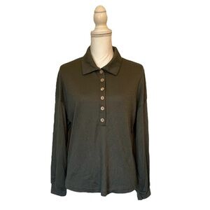 SHEIN Olive Green Long Sleeve Button-Up Women's Top Small